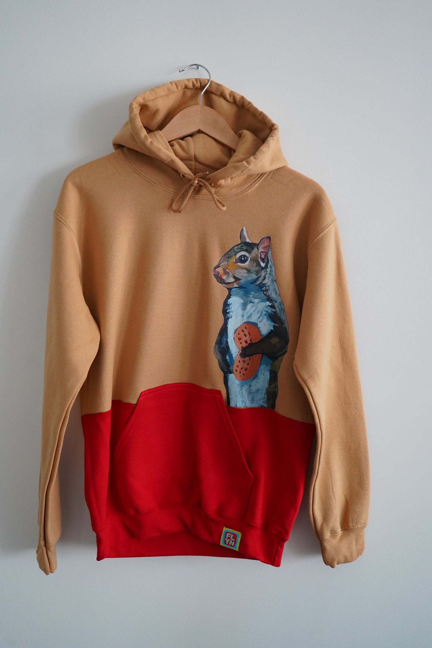 Peanut Squirrel Colorblock Hoodie Sweatshirt FlynHats S Camel Red