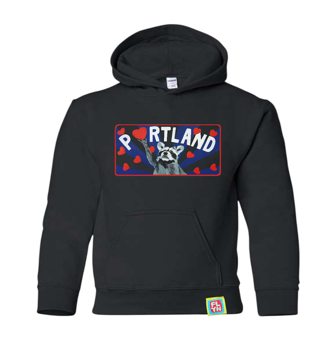 Portland Raccoon Black Youth Hoodie FlynHats