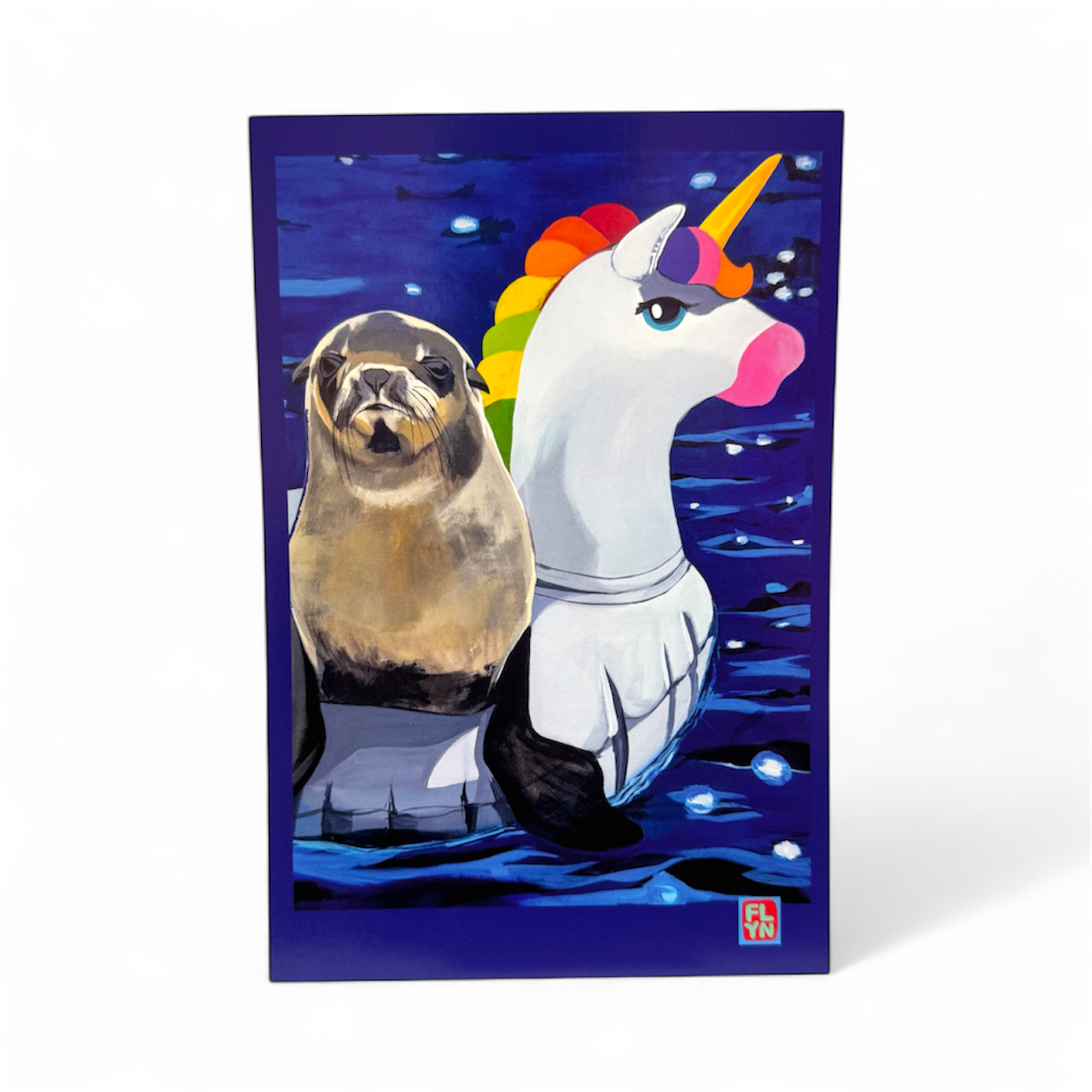Unicorn Drifter Sea Lion 6"x9" Print Prints Flyn_Costello_Art