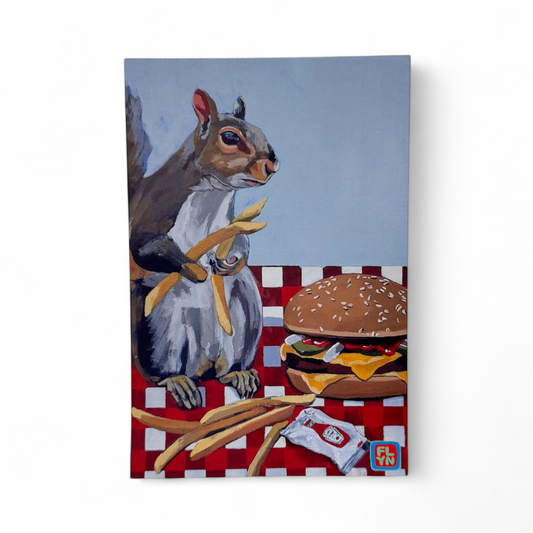 Squirrel Burger 6"x9" Print Prints Flyn_Costello_Art