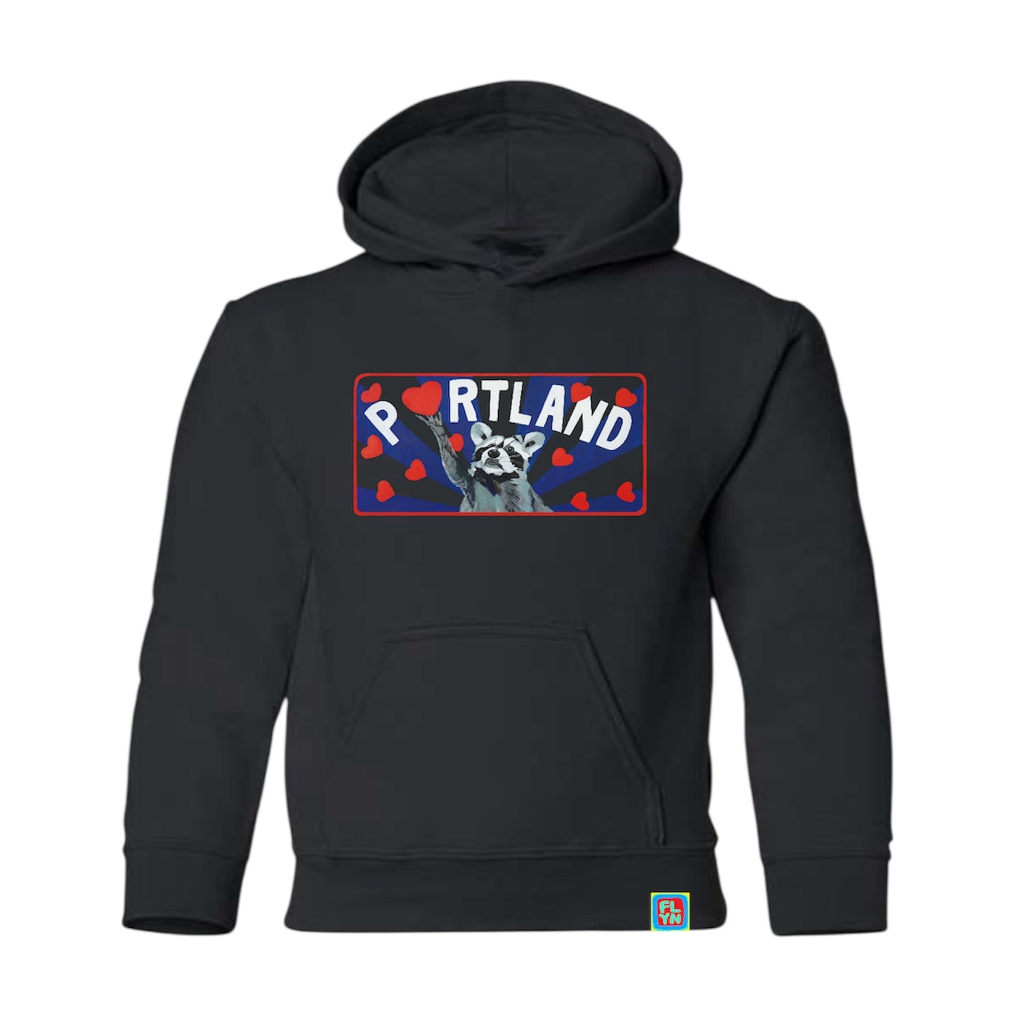 Portland Raccoon Black Youth Hoodie FlynHats