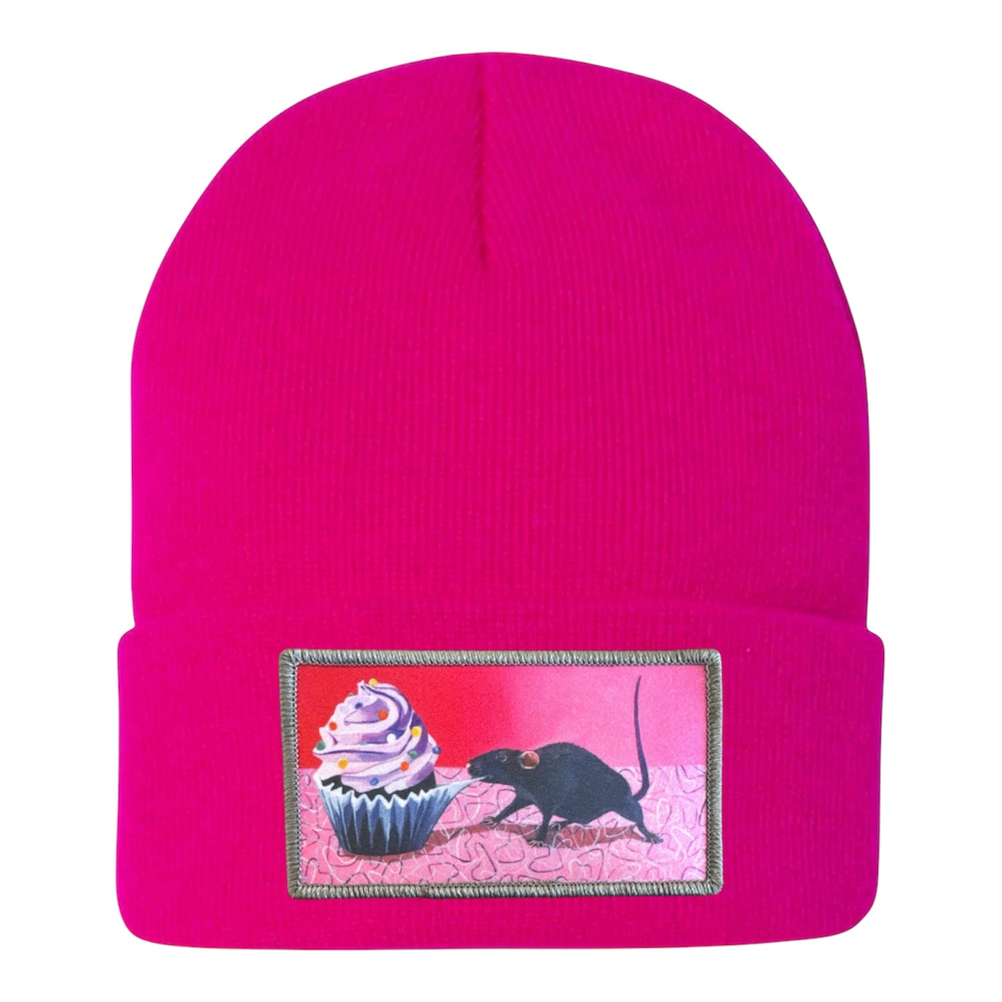 Rats Got My Cake Beanie Hats FlynHats Neon Fuchsia