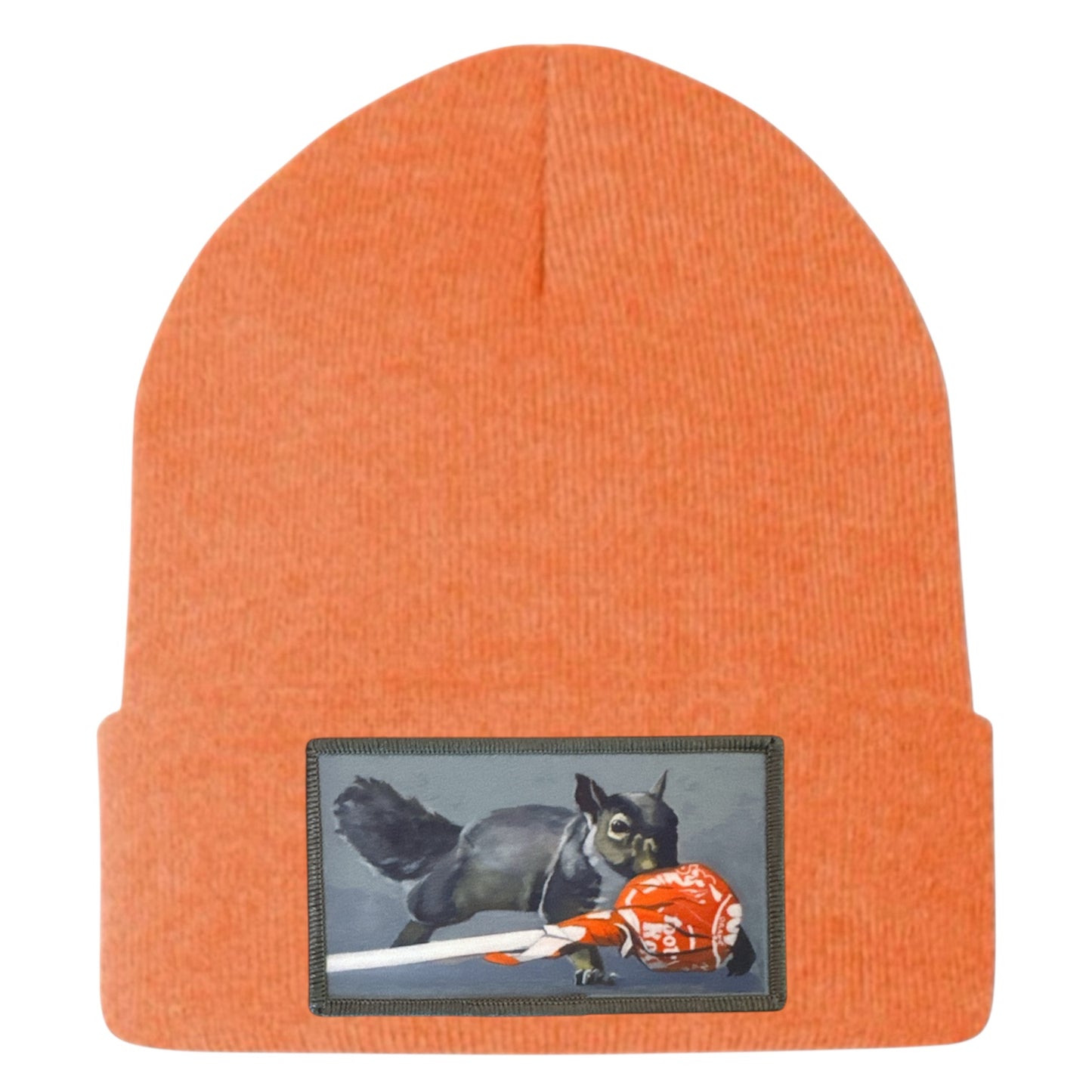 Secret Stash Squirrel Beanie Hats Flyn Costello Heather Orange