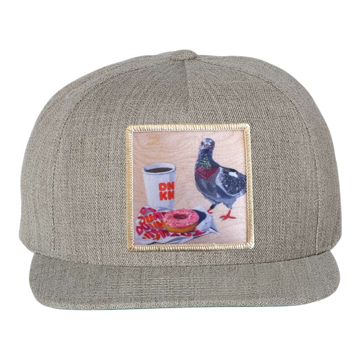 Pigeons Run On Donuts Snapback Cap Hats FlynHats Heather Grey