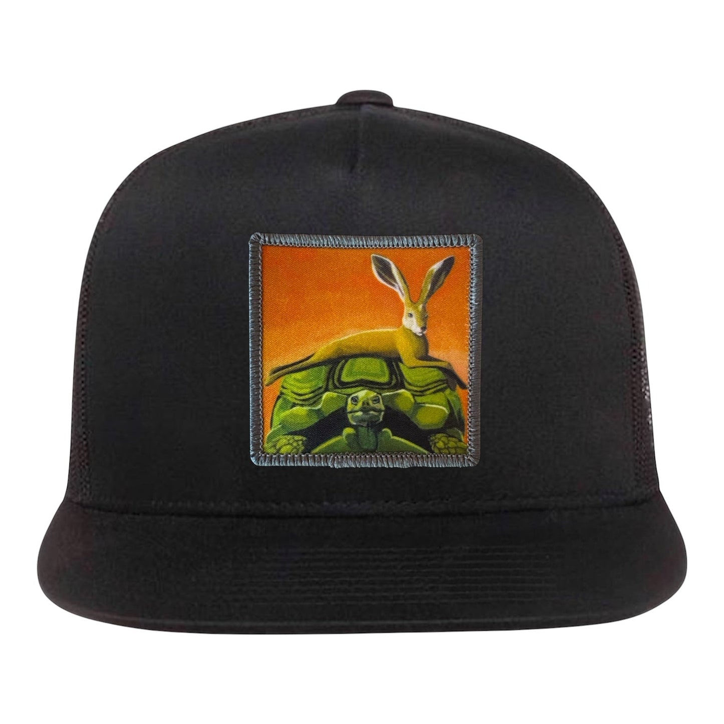 The Tortoise by a Hare 5 Panel Cap Hats FlynHats Black