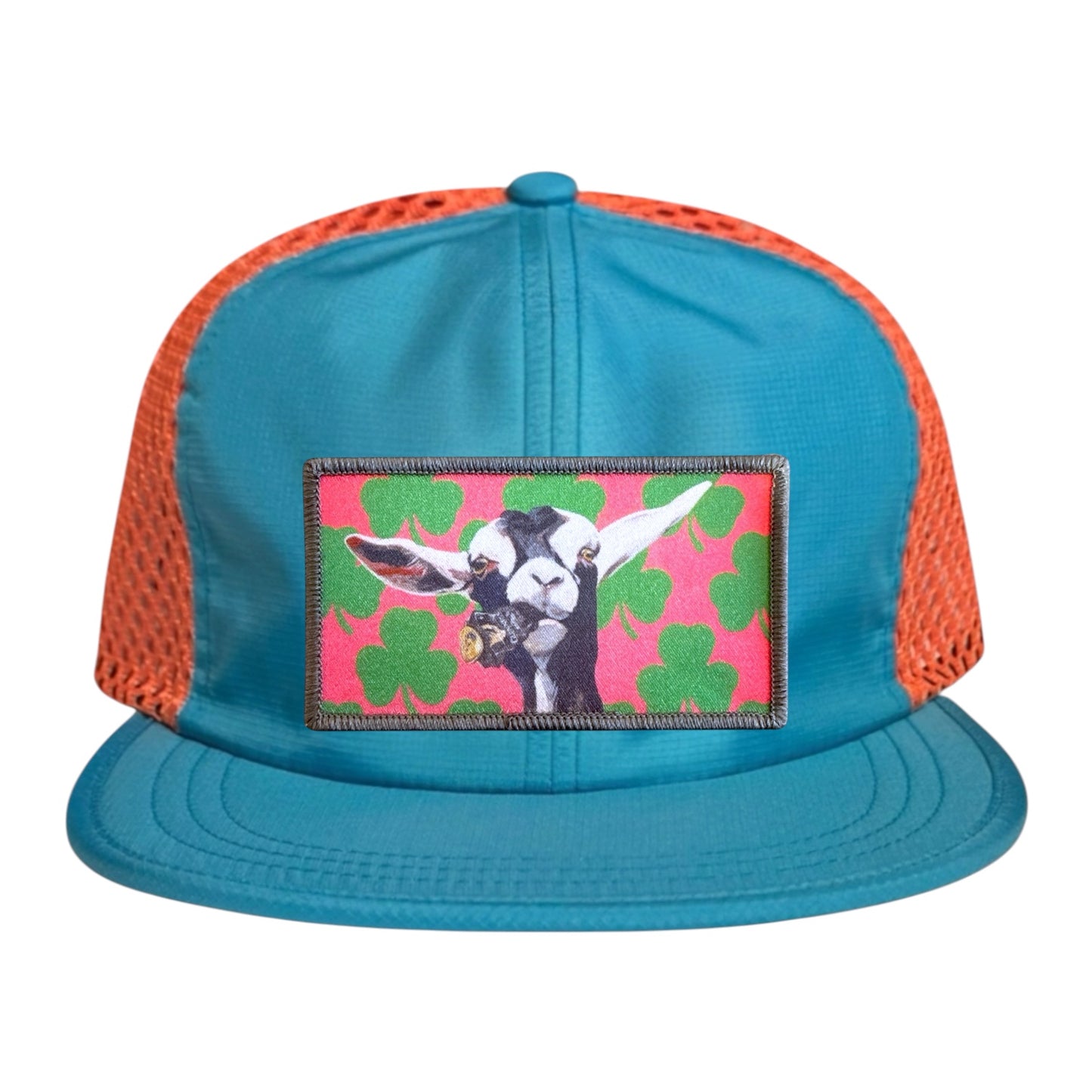 Wide Set Mesh Cap Orange/ Teal