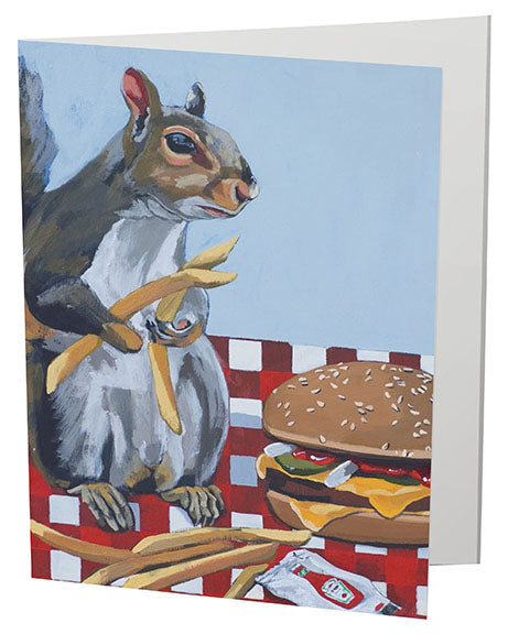 Squirrel Burger Greeting Card Flyn_Costello_Art
