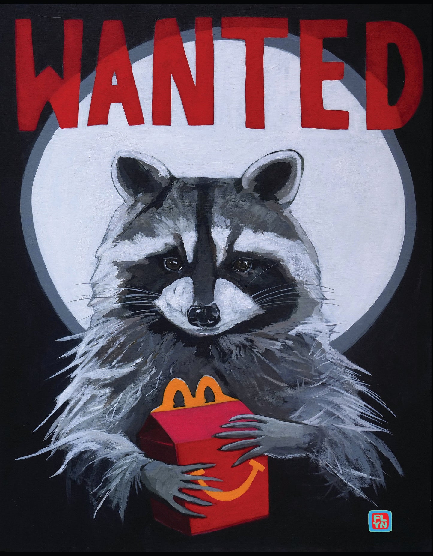 WANTED Raccoon Print Prints Flyn_Costello_Art