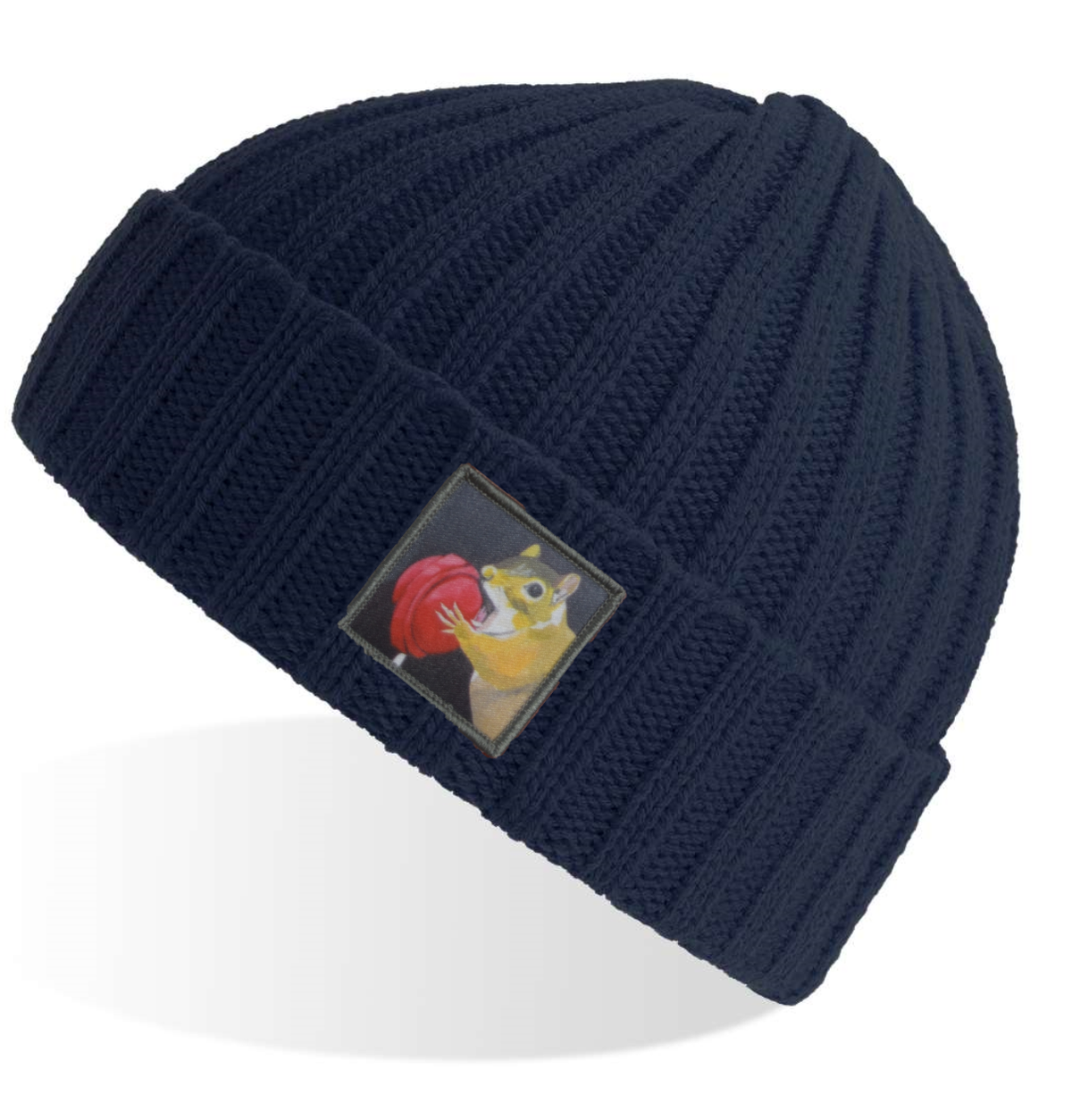 Lolly Chipmunk Sustainable Cable Knit Beanie - Navy