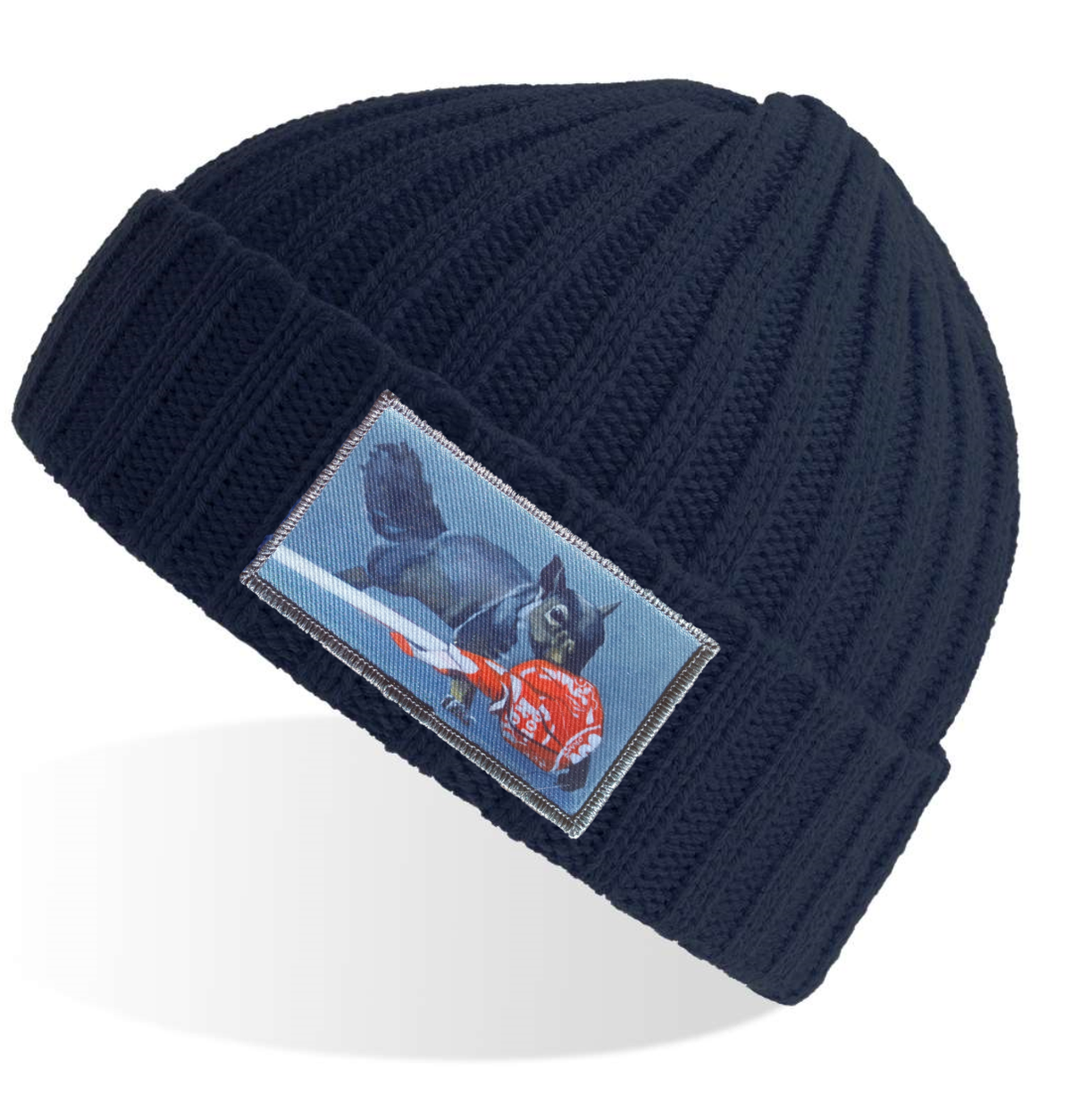Secret Stash Squirrel Sustainable Cable Knit Beanie - Navy
