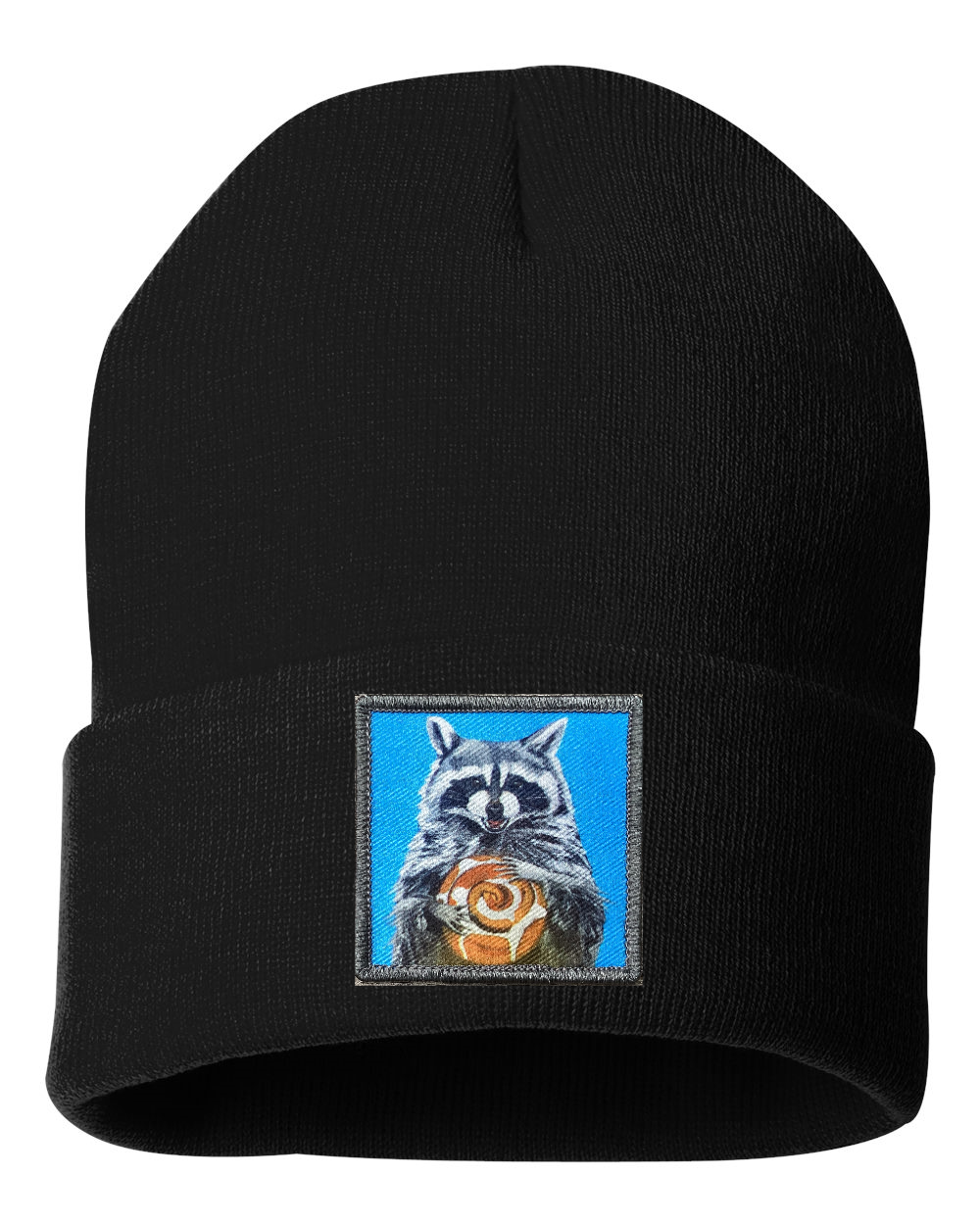 Cinnabun Bandit Raccoon Beanie Hats FlynHats Black