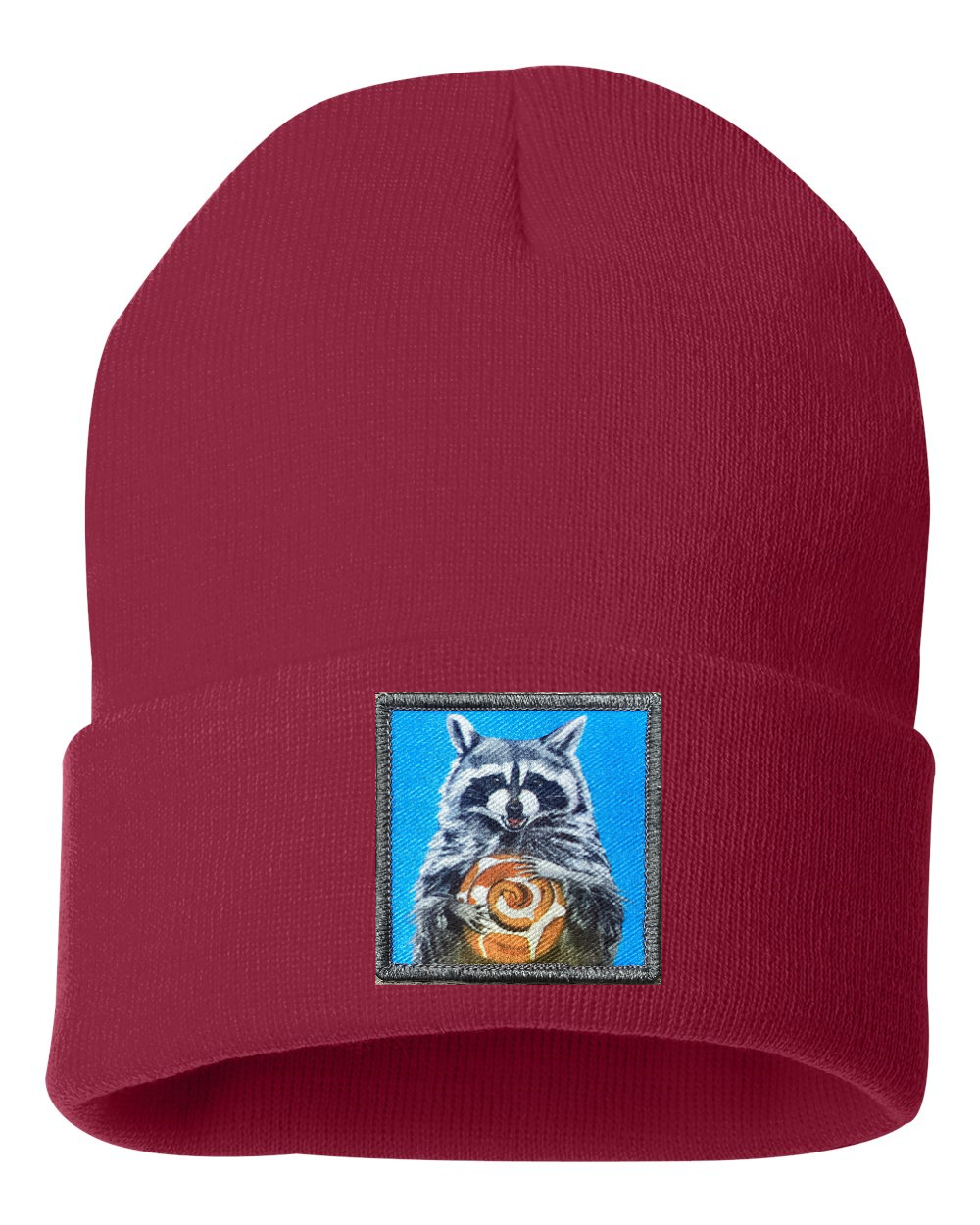 Cinnabun Bandit Raccoon Beanie Hats FlynHats Cardinal Red