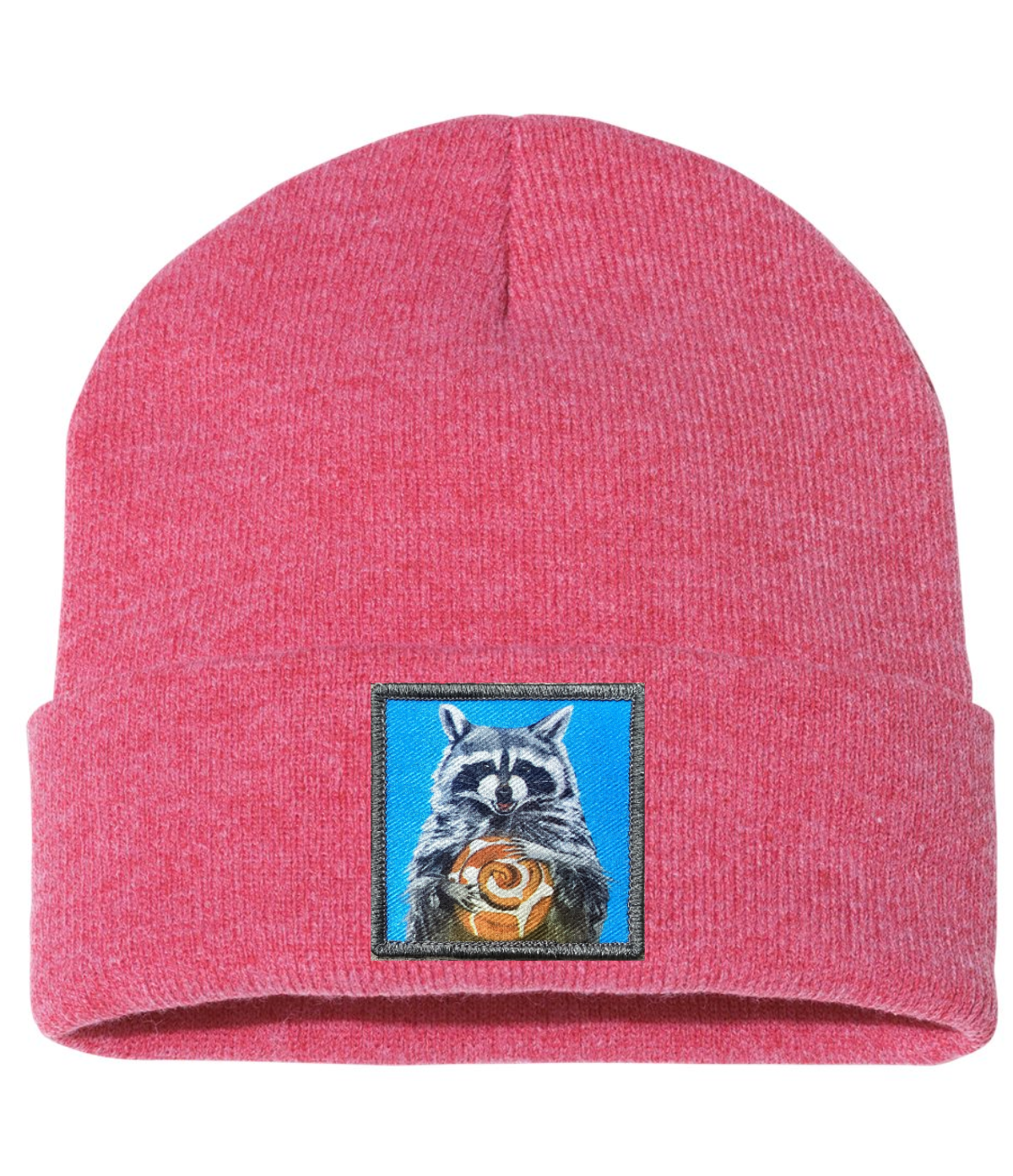 Cinnabun Bandit Raccoon Beanie Hats FlynHats Heather Red