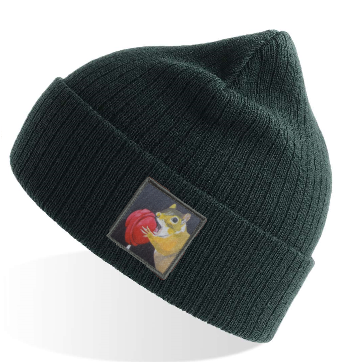 Lolly Chipmunk Sustainable Rib Knit Beanie - Green
