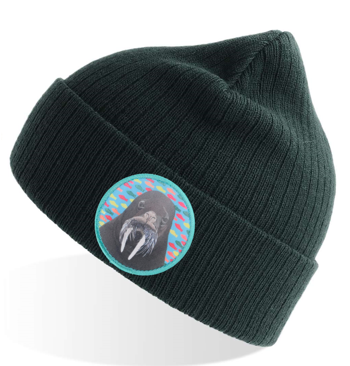Walrus Dreamin' Sustainable Rib Knit Beanie - Green