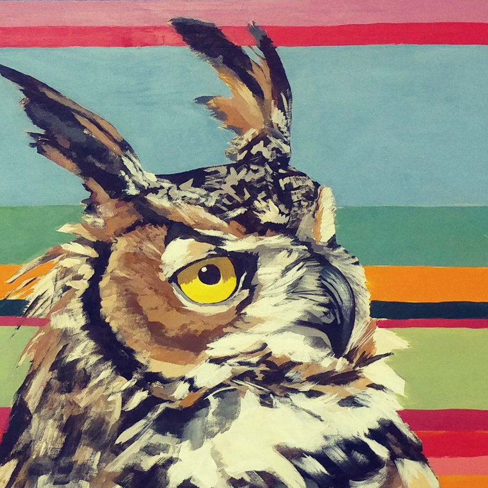 Stripped Gaia Owl Mini Print / Card postcards Flyn Costello