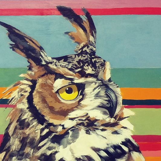 Stripped Gaia Owl Mini Print / Card postcards Flyn Costello