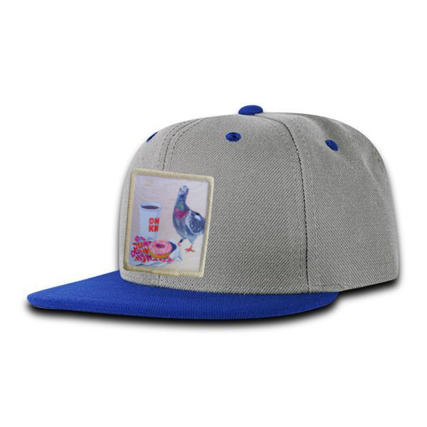 Kids Grey/Blue Trucker Hats FlynHats Pigeons Run On Donuts
