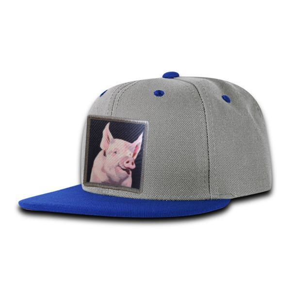 Kids Grey/Blue Trucker Hats FlynHats Piggie