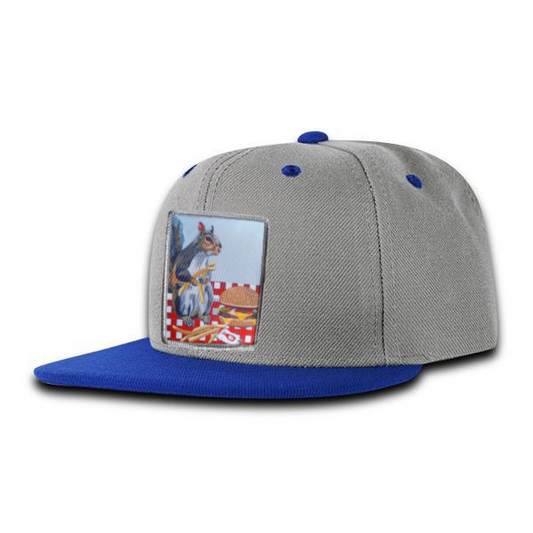 Kids Grey/Blue Trucker Hats FlynHats Squirrel Burger