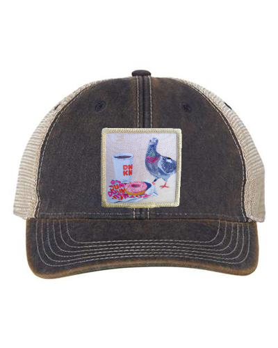 Navy/ Khaki Trucker Cap Hats FlynHats Pigeons Run On Donuts