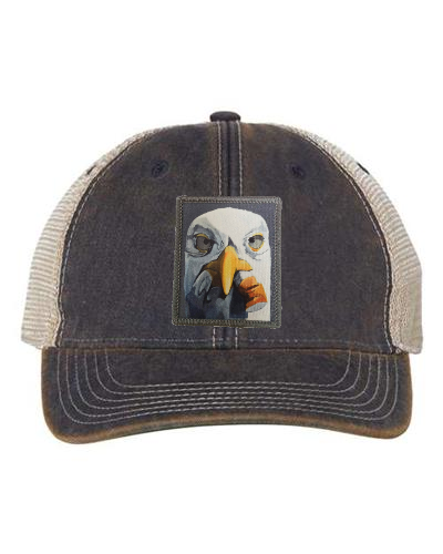 Navy/ Khaki Trucker Cap Hats FlynHats Seagull With Cig
