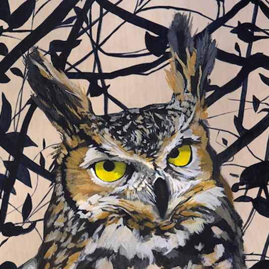 Gaia Branches Mini Print / Owl Card postcards Flyn Costello
