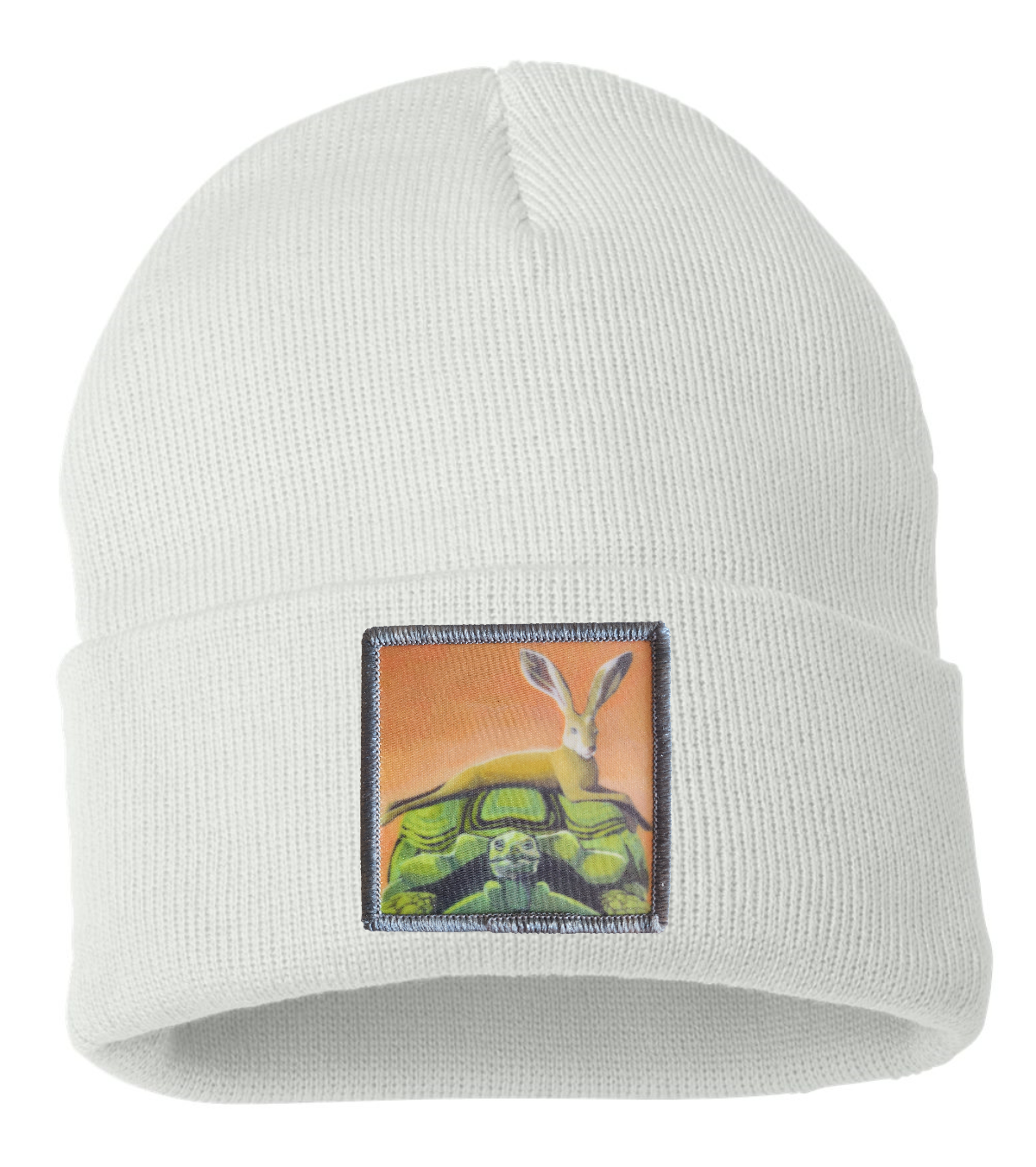 The Tortoise By a Hare Beanie Hats FlynHats White