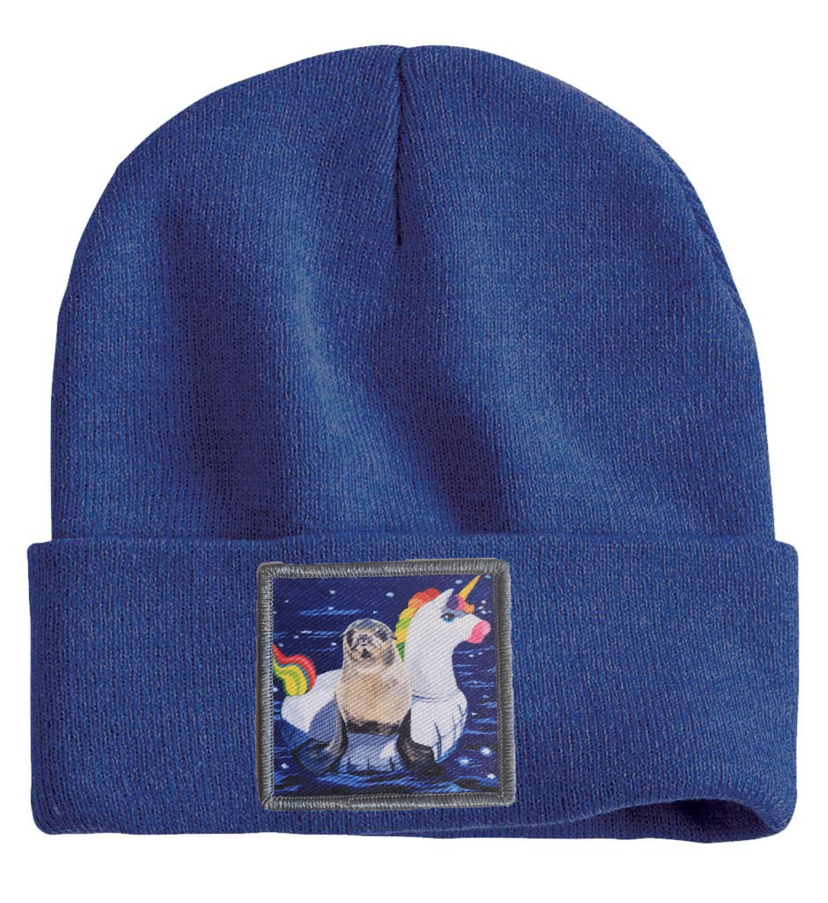 Unicorn Drifter Seal Beanie Hats Flyn Costello Heather Blue
