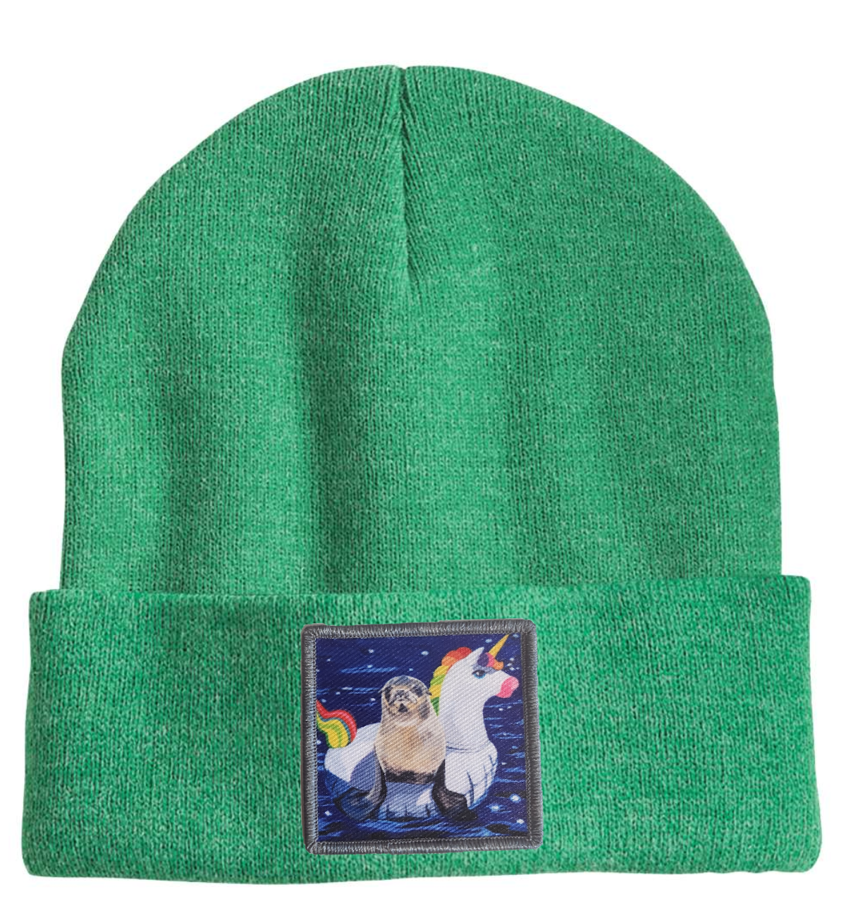 Unicorn Drifter Seal Beanie Hats Flyn Costello Heather Green  