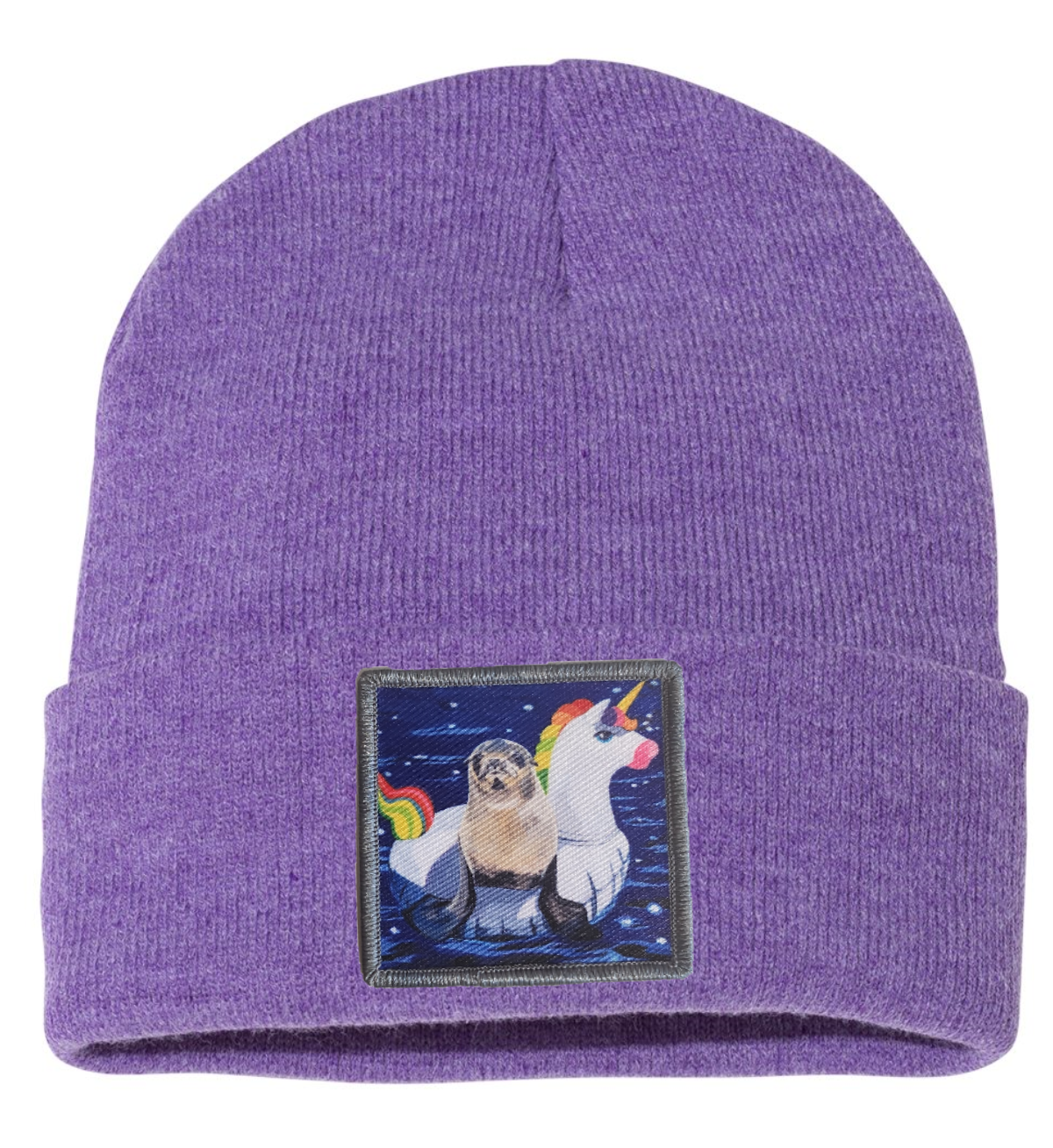 Unicorn Drifter Seal Beanie Hats Flyn Costello Heather Purple  