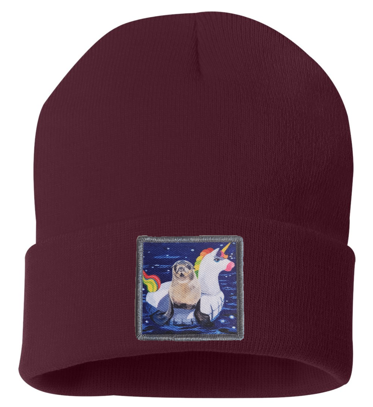 Unicorn Drifter Seal Beanie Hats Flyn Costello Maroon  