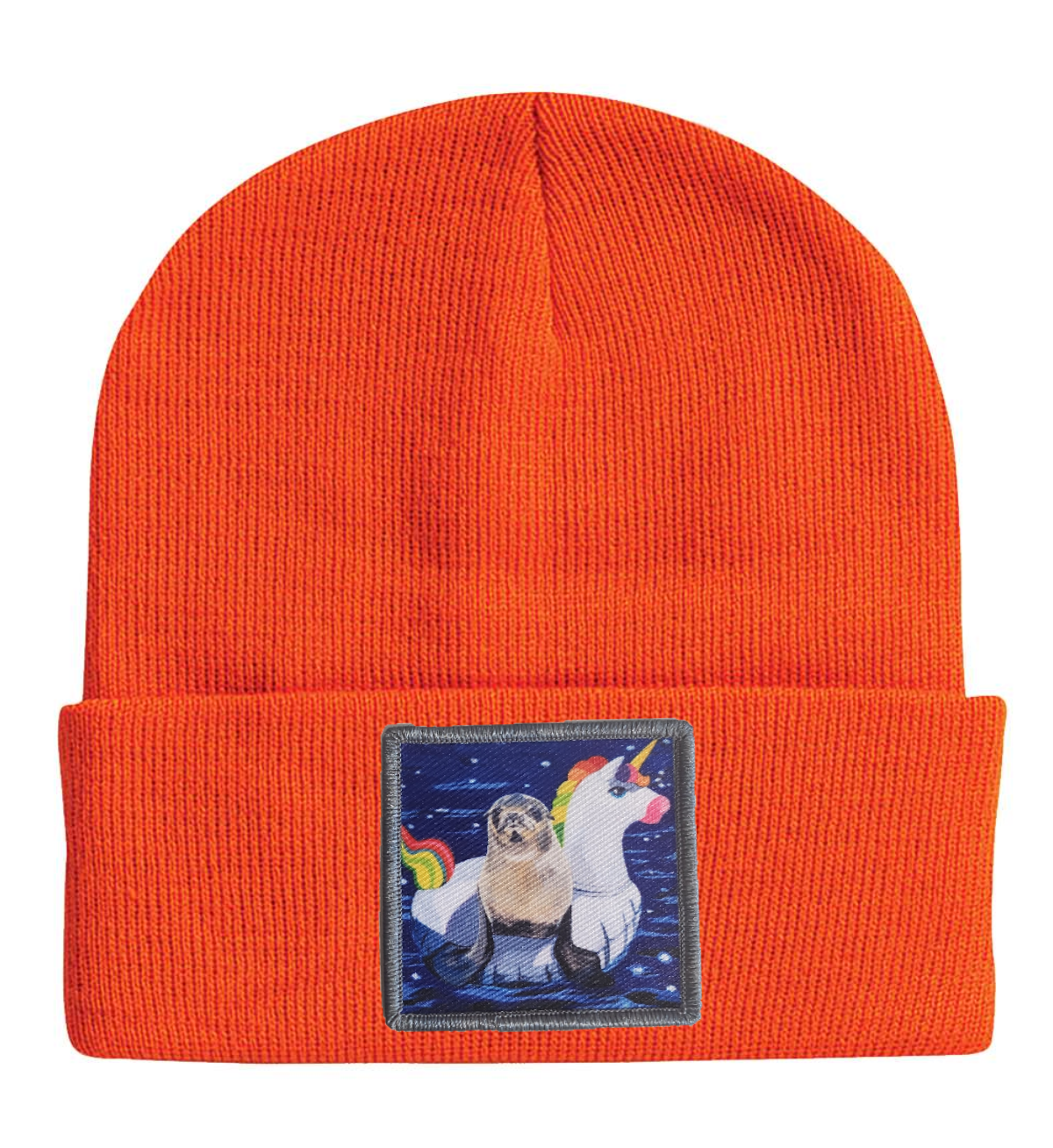 Unicorn Drifter Seal Beanie Hats Flyn Costello Neon Orange  