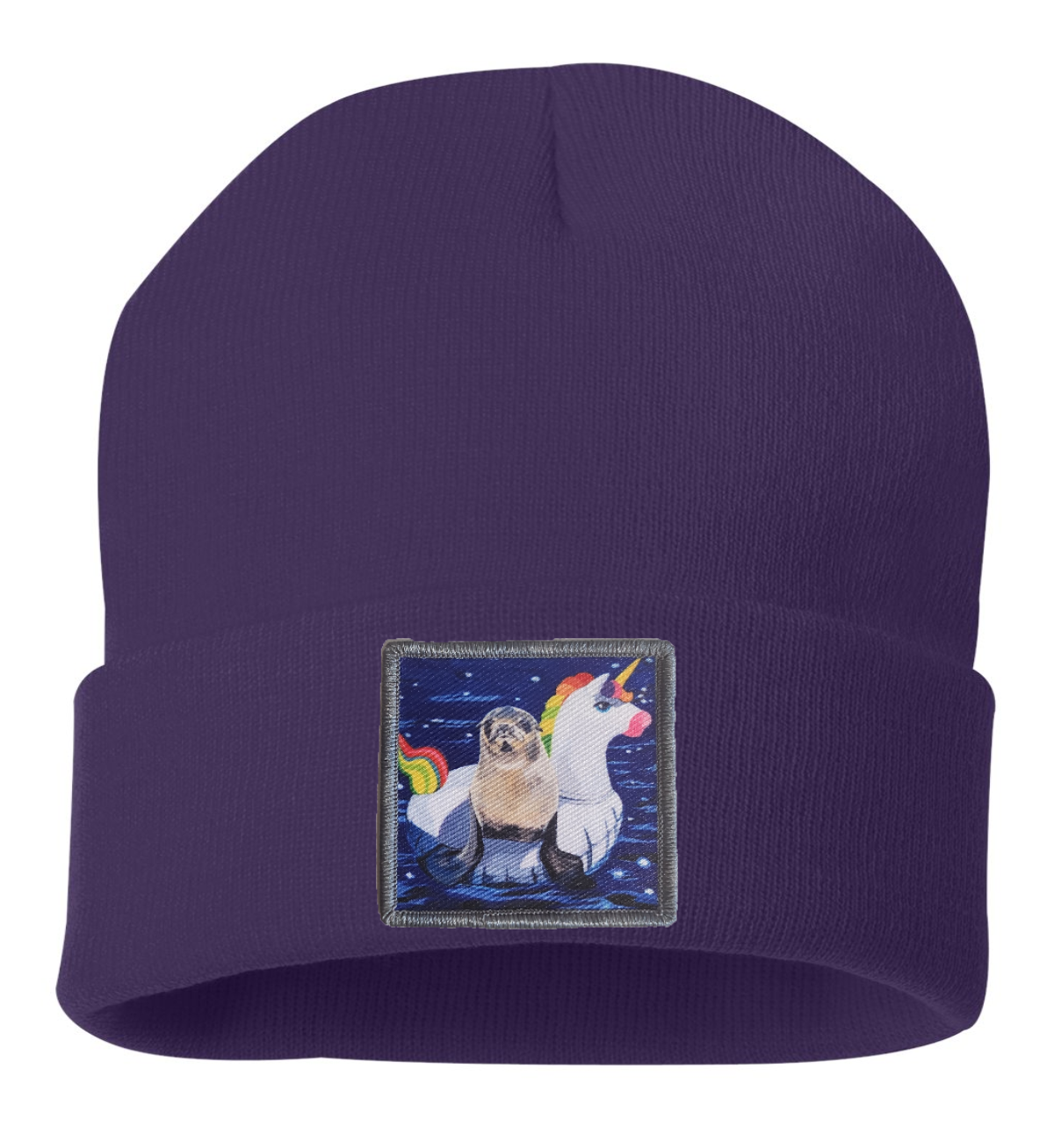 Unicorn Drifter Seal Beanie Hats Flyn Costello Purple