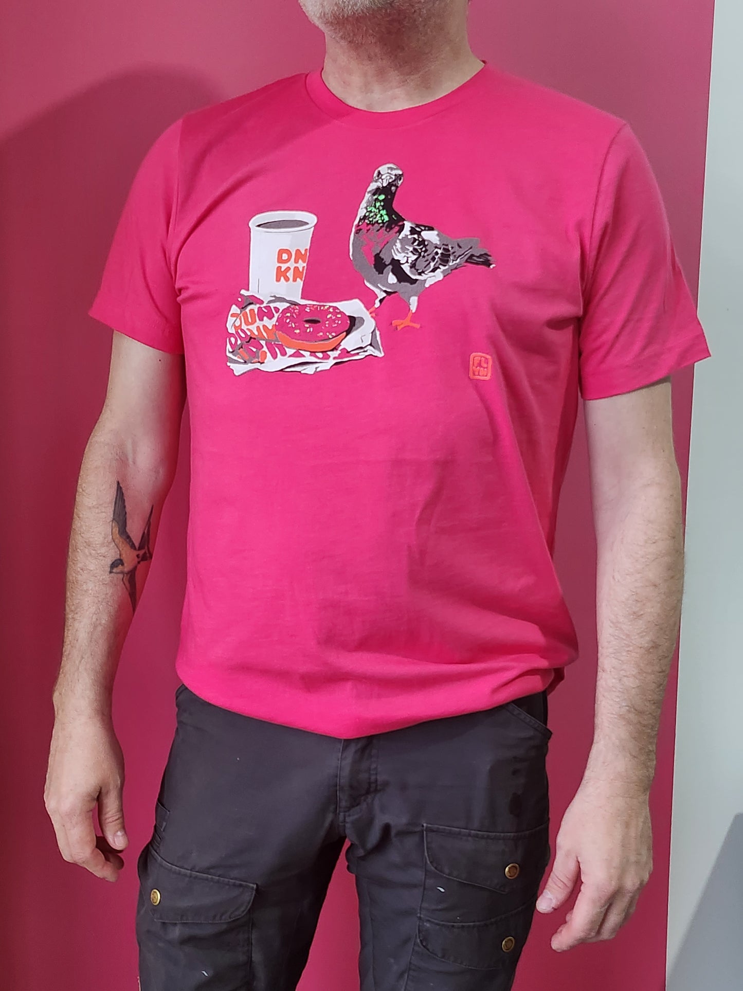 Pigeon Run On Donuts T-Shirt T-Shirts FlynHats