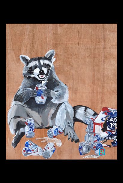 Beer Bandit Raccoon Print Prints Flyn Costello