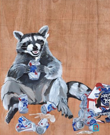 Beer Bandit Raccoon Print Prints Flyn Costello