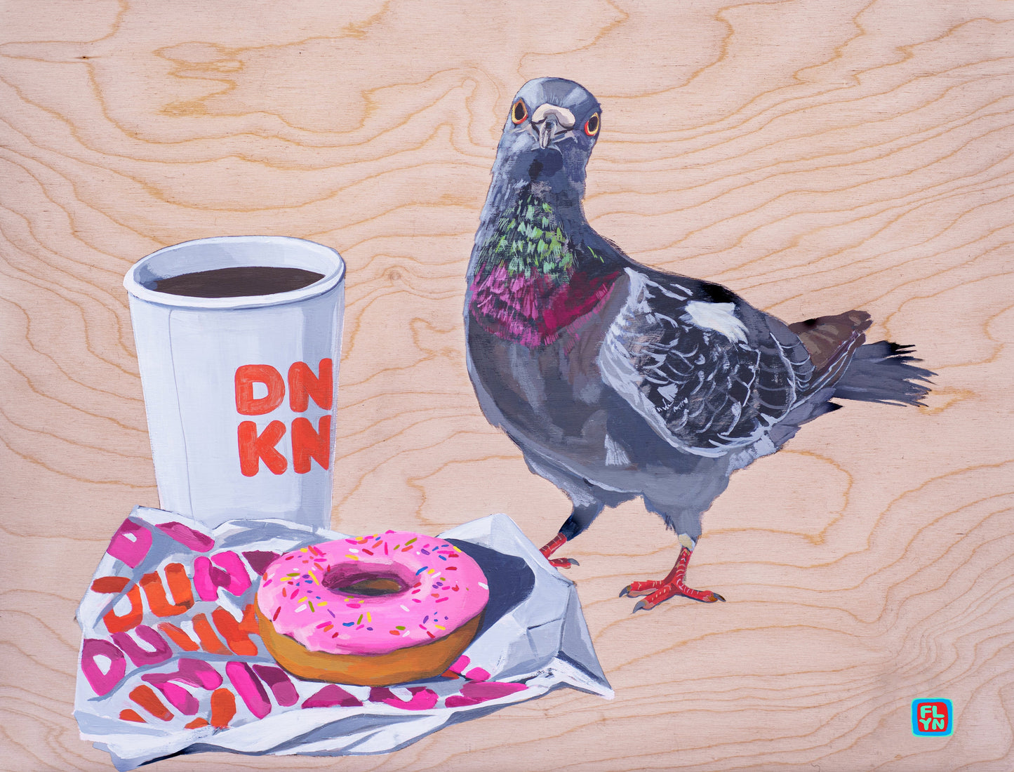 Pigeons Run On Donuts Print Prints Flyn_Costello_Art