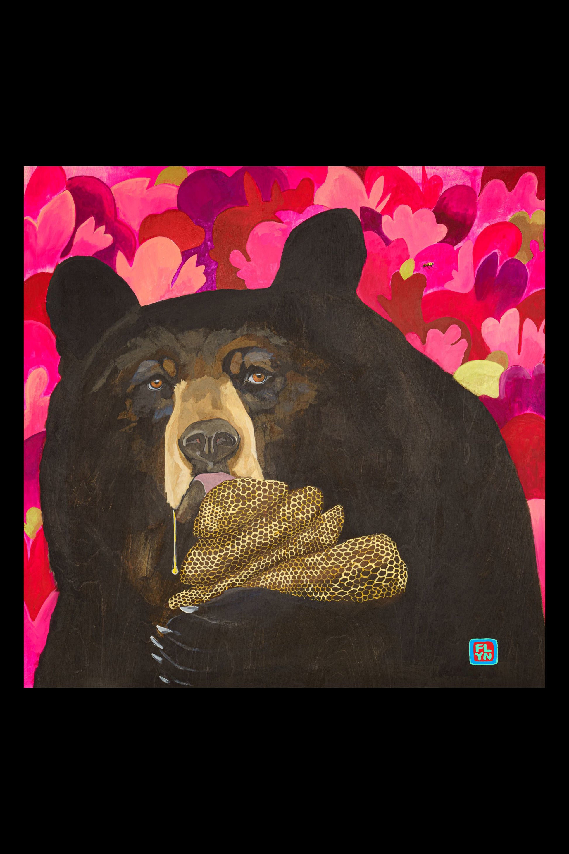 Hot Pink Honey Bear Print Prints FlynHats