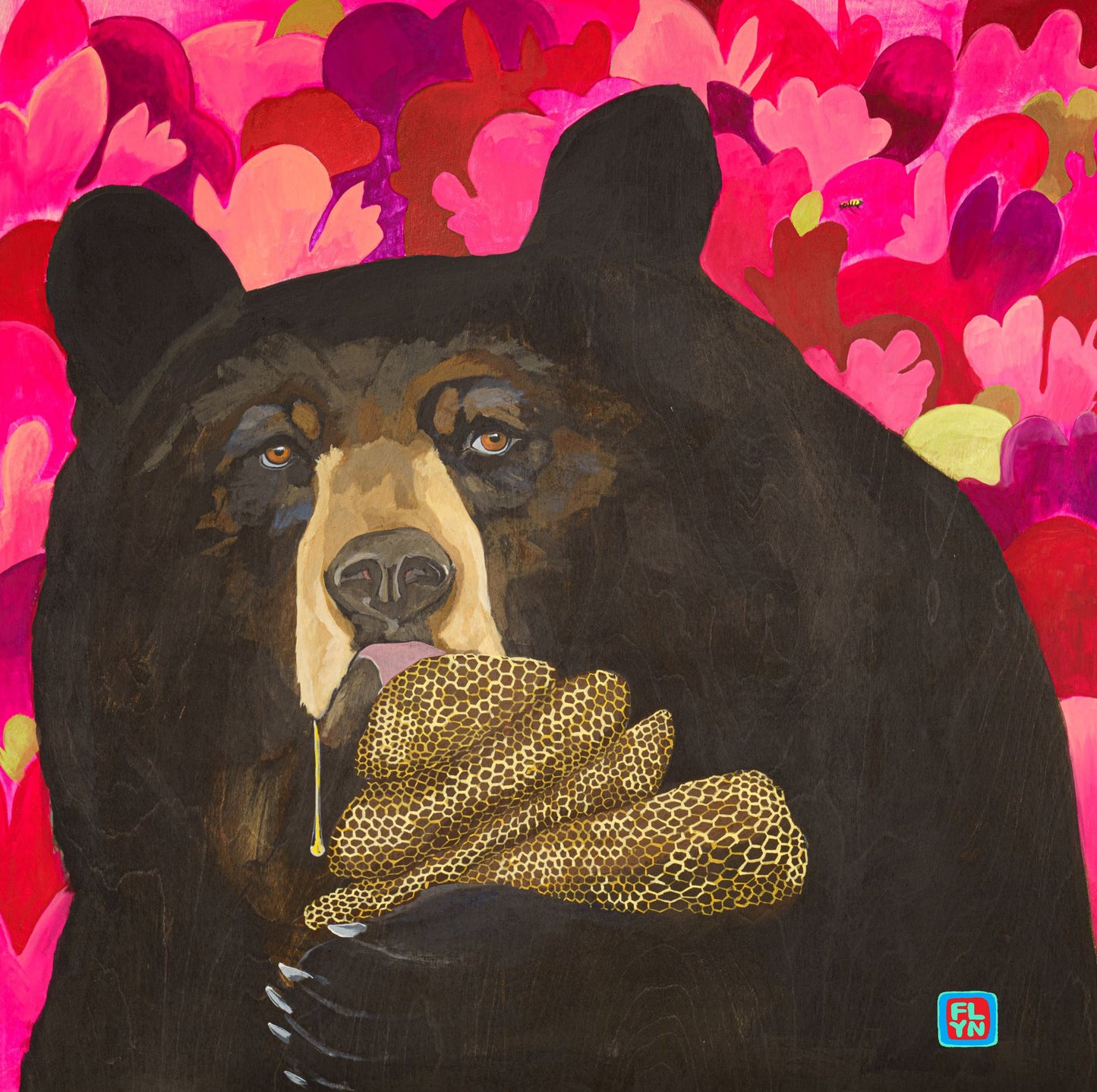 Hot Pink Honey Bear Print Prints FlynHats