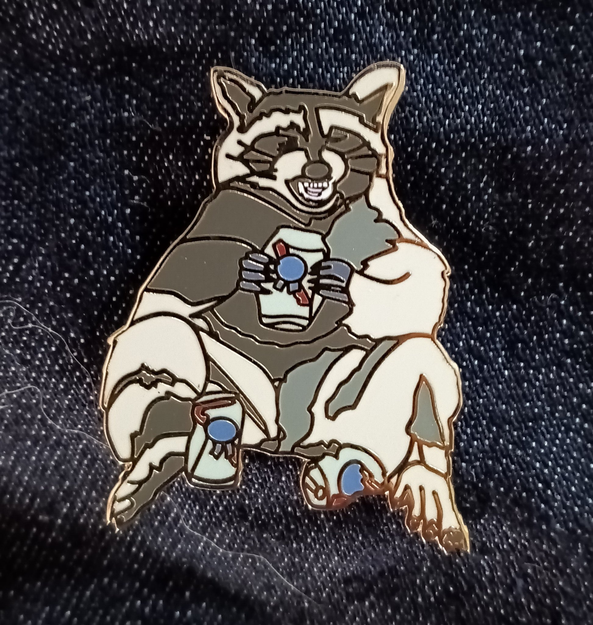 Beer Bandit Raccoon Pin Pinback Buttons Flyn Costello