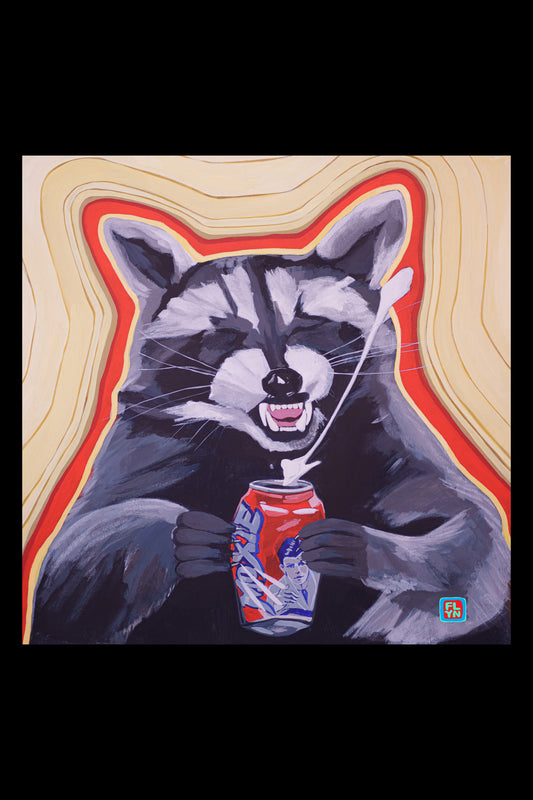Camp Crasher Raccoon Print Prints Flyn_Costello_Art