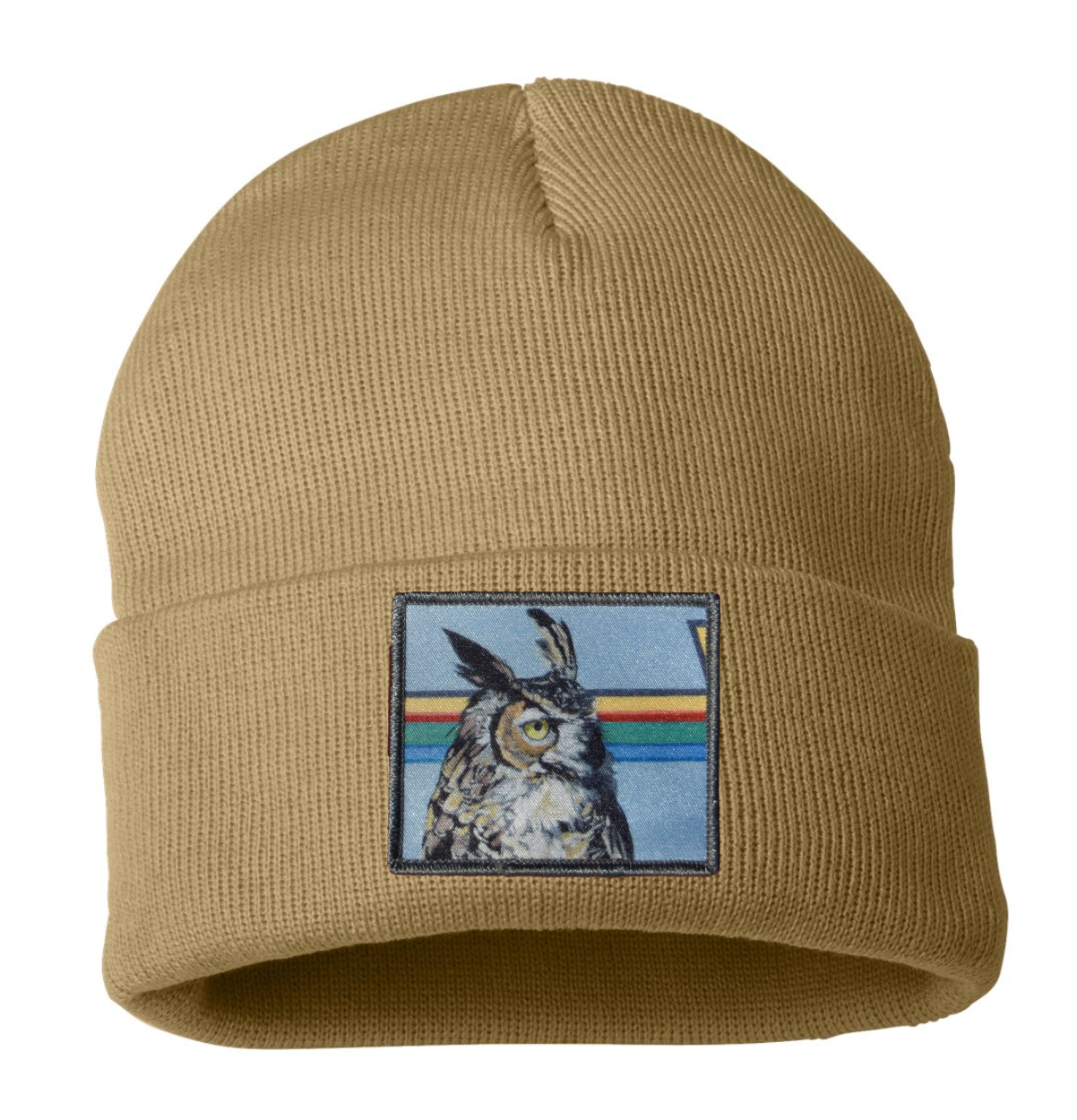 Gaia Owl Beanie Hats Flyn Costello Camel  