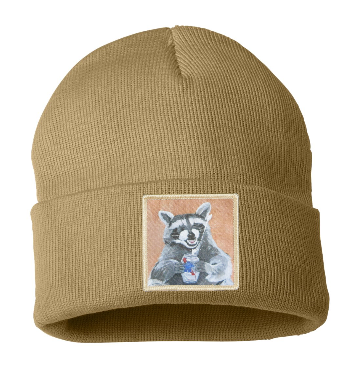 Beer Bandit Raccoon Beanie Hats Flyn Costello Camel