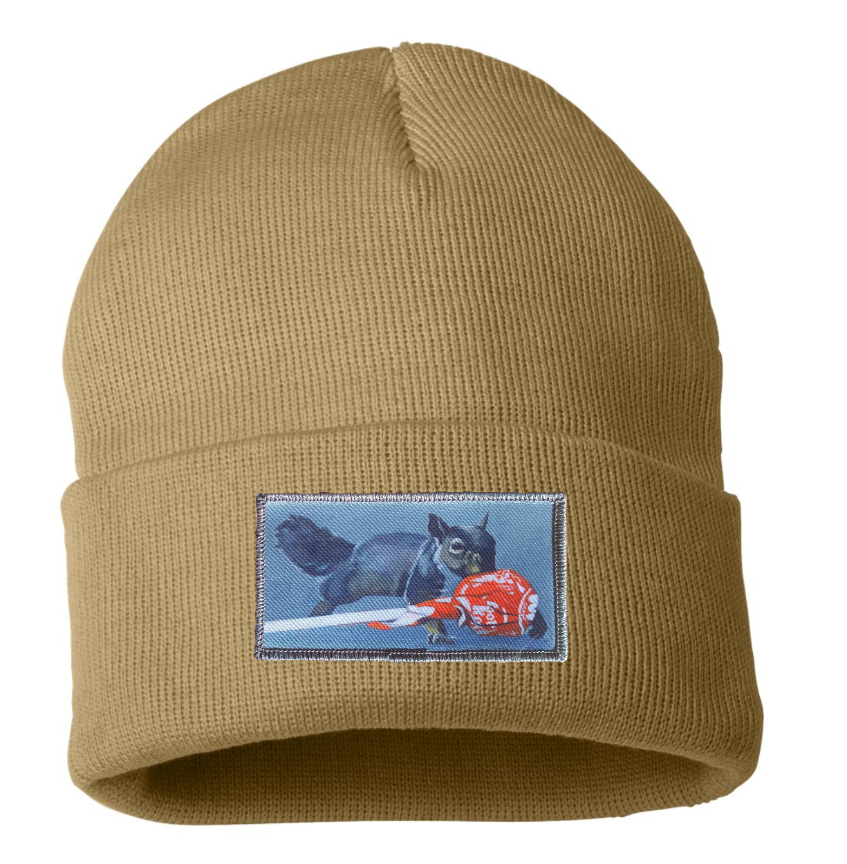 Secret Stash Squirrel Beanie Hats Flyn Costello Camel