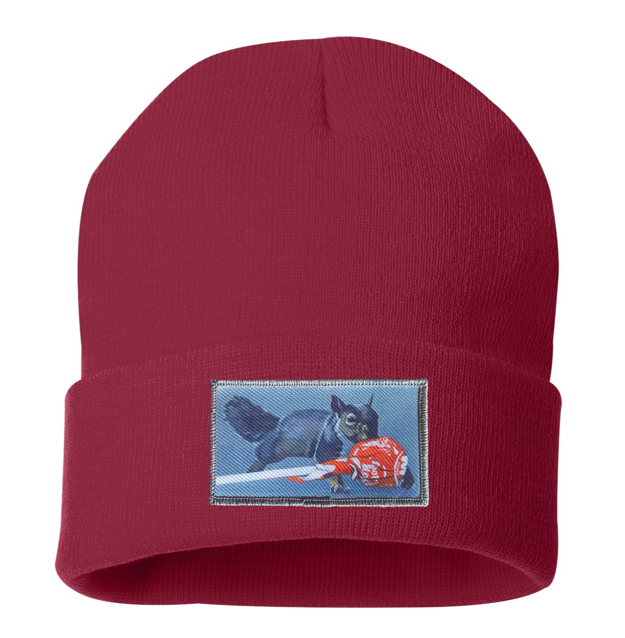 Secret Stash Squirrel Beanie Hats Flyn Costello Cardinal Red