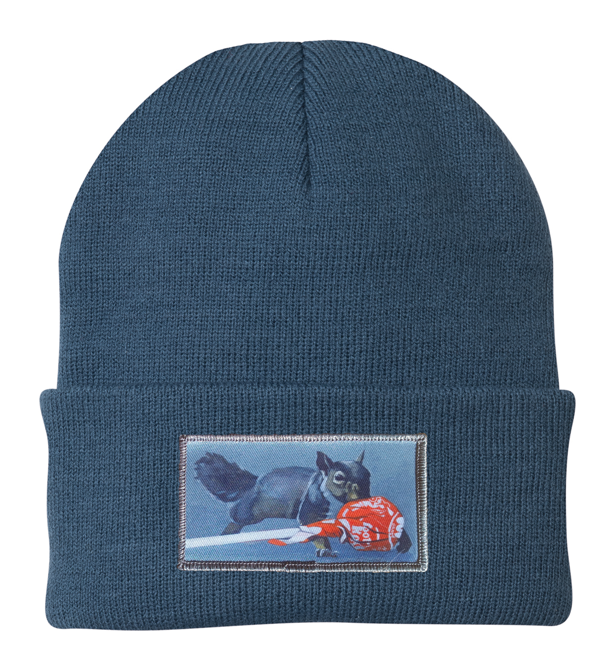 Secret Stash Squirrel Beanie Hats Flyn Costello Dusty Blue