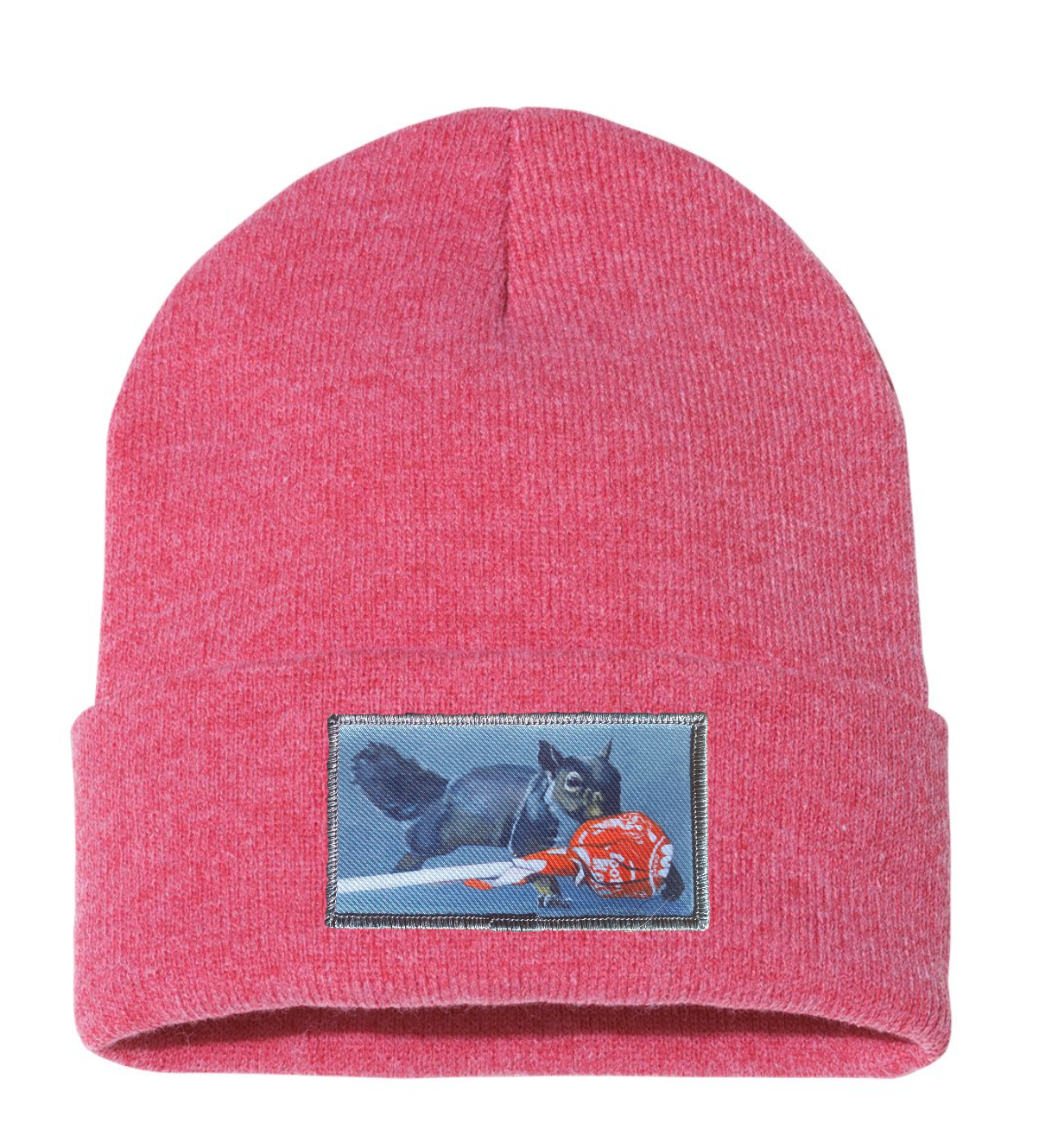 Secret Stash Squirrel Beanie Hats Flyn Costello Heather Red