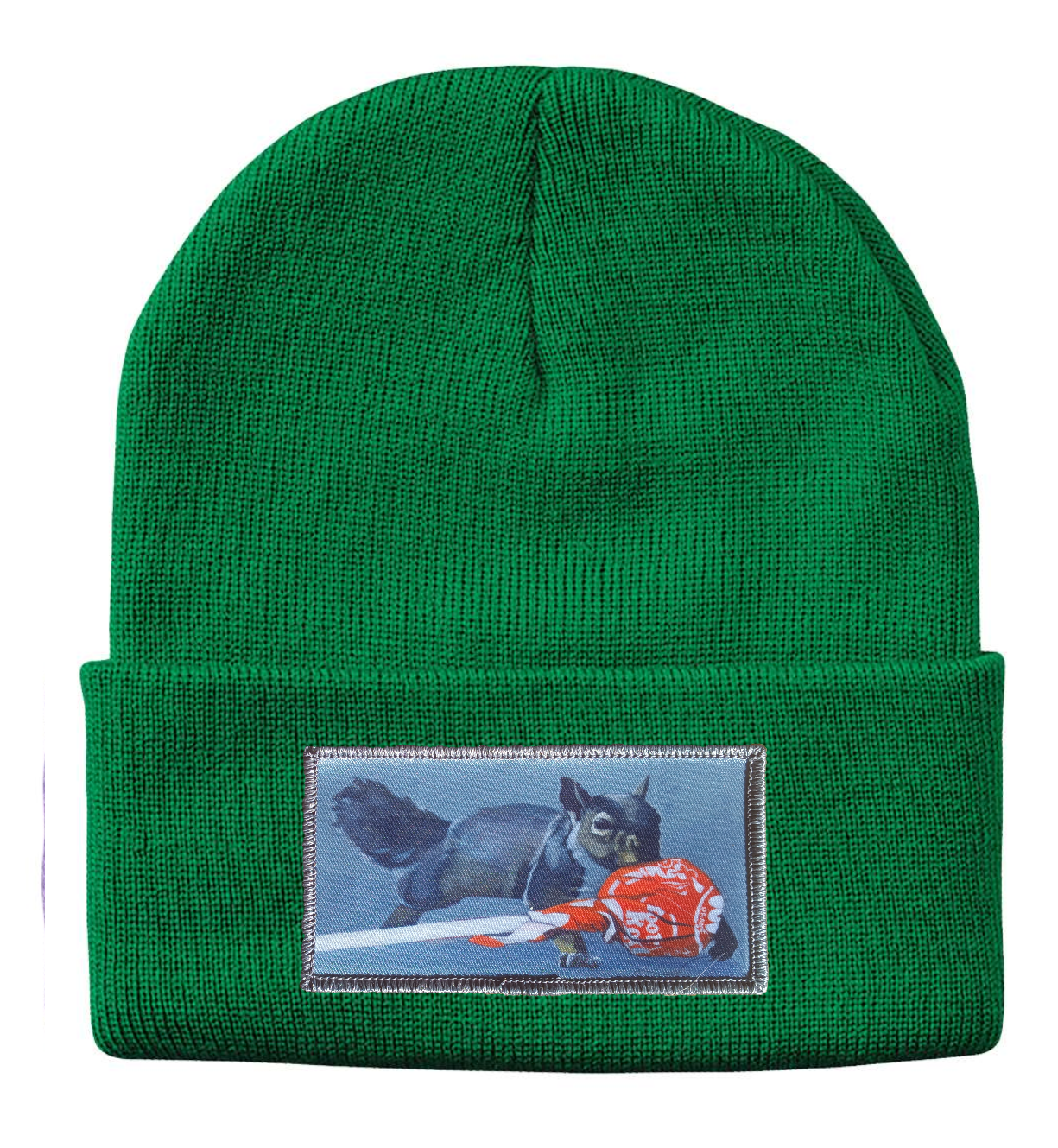 Secret Stash Squirrel Beanie Hats Flyn Costello Heather Green