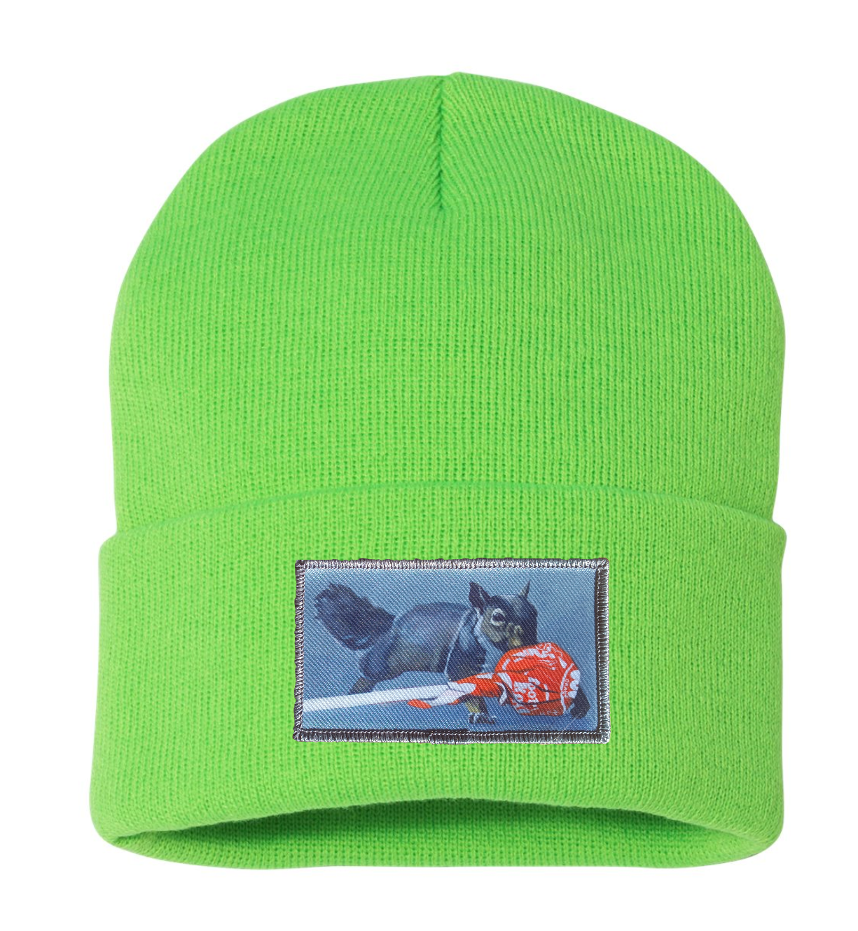 Secret Stash Squirrel Beanie Hats Flyn Costello Neon Green